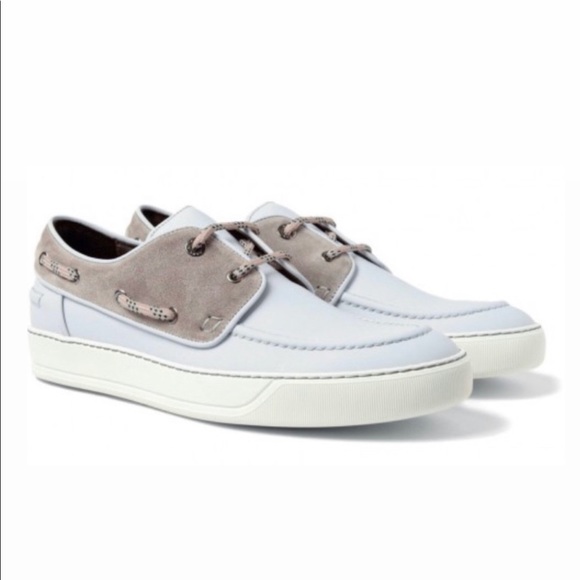 LANVIN Men's Gray Rubberised leather Boat Shoes 10 - Picture 8 of 8